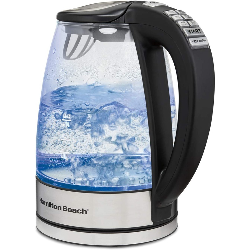 Hamilton Beach 40941R Electric Tea Kettle, Water Boiler & Heater, Cordless, LED Indicator with Auto-Shutoff & Boil-Dry Protection, 1.7L with Built-In Mesh Filter, Variable Temp, Clear Glass | Bigbigmart.com