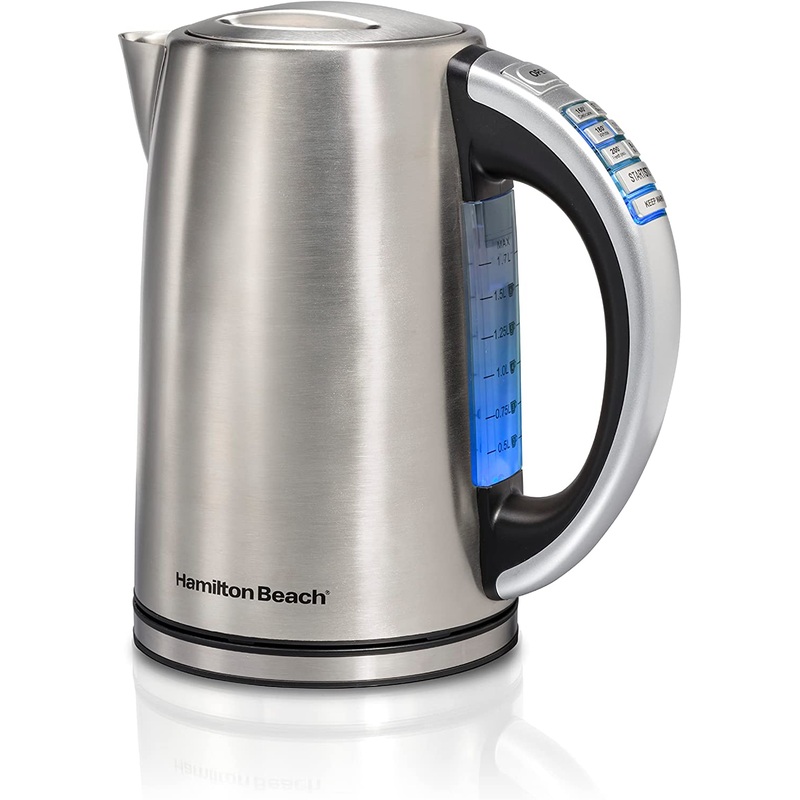 Hamilton Beach 41020C Temperature Control Electric Tea Kettle, Water Boiler & Heater, 1.7 Liter, Fast 1500 Watts, BPA Free, Cordless, Auto-Shutoff and Boil-Dry Protection, Stainless Steel | Bigbigmart.com