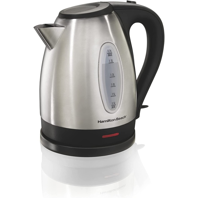 Hamilton Beach Electric Tea Kettle, Water Boiler & Heater, 1.7 Liter, Cordless Serving, 1500 Watts for Fast Boiling, Stainless Steel (40880)