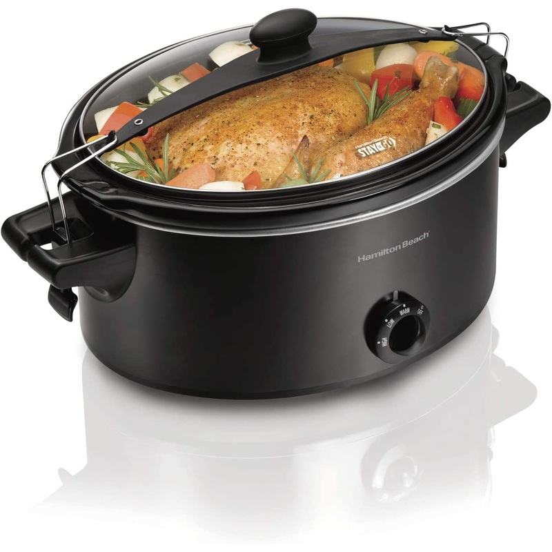 Hamilton Beach Stay or Go Portable Slow Cooker with Lid Lock, Dishwasher-Safe Crock, 6-Quart, Black 33261 | Bigbigmart.com