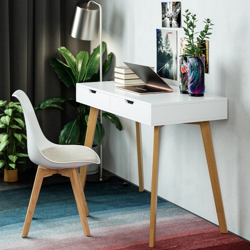 Homfa White Desk with Drawers, Study Work Desk Table for Home Office Writing | Bigbigmart.com