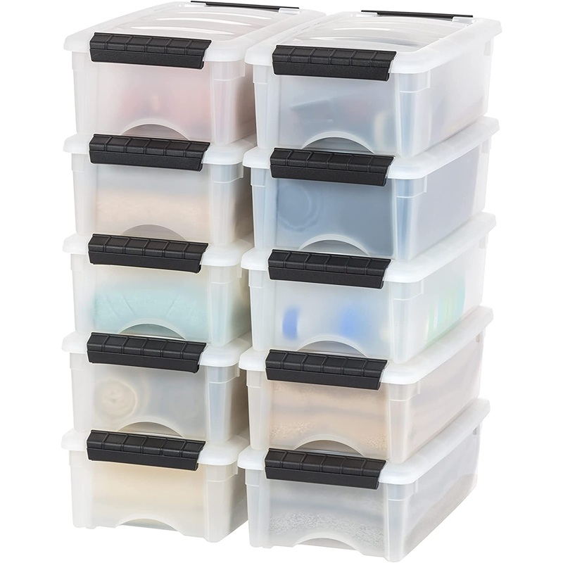 IRIS USA 5 Qt. Plastic Storage Container Bin with Secure Lid and Latching Buckles, 10 pack – Pearl, Durable Stackable Nestable Organizing Tote Tub Box Toy General Organization Small | Bigbigmart.com