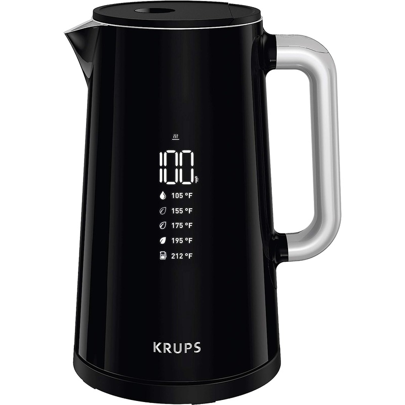 Krups Smart Temp Plastic and Stainless Steel Electric Kettle 1.7 Liter Adjustable Temperatures 1500 Watts Digital Control, Double Wall, Fast Boiling, Auto Off, Keep Warm, Cordless Black | Bigbigmart.com