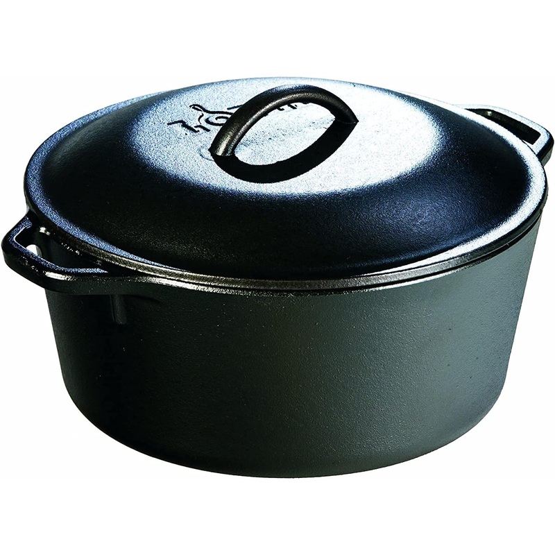 Lodge L8DOLKPLT Cast Iron Dutch Oven with Dual Handles, Pre-Seasoned, 5-Quart | Bigbigmart.com