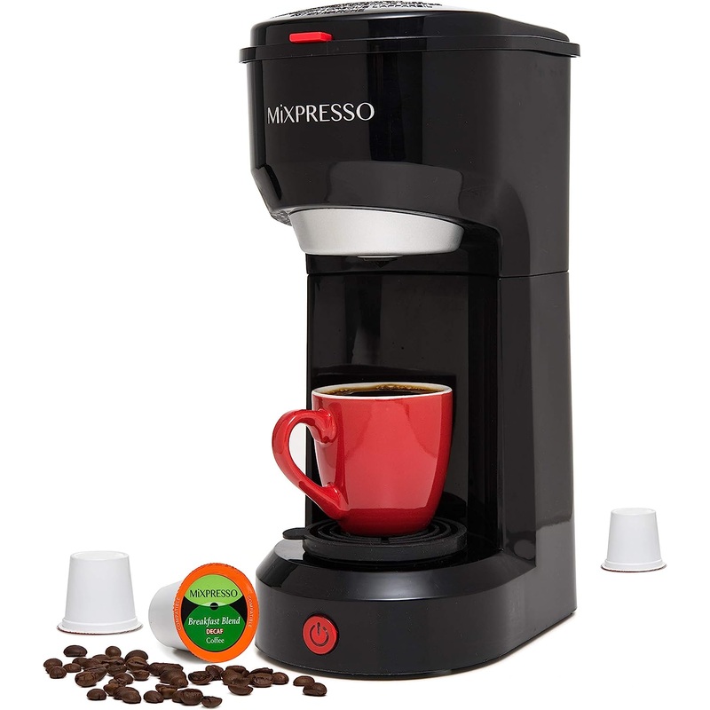 Mixpresso 2 in 1 Coffee Brewer, Single Serve and K Cup Compatible & Ground Coffee,Compact Size Mini Coffee Maker, Quick Brew Technology (14 oz) (black) | Bigbigmart.com