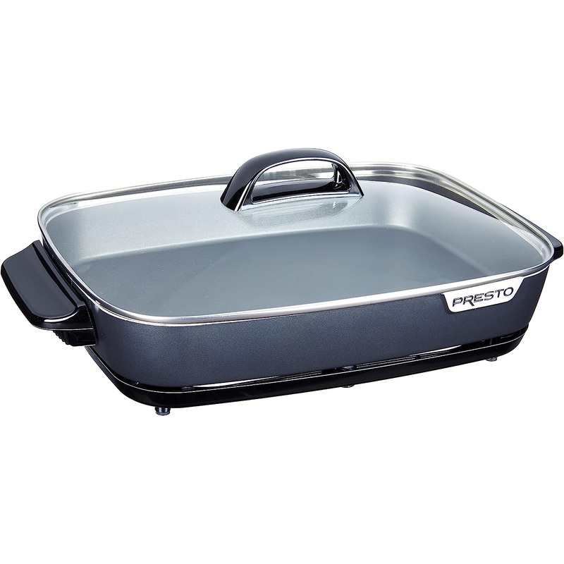 Presto 06858 Slimline Skillet with Glass Cover Electric, 16 Inch, Black | Bigbigmart.com