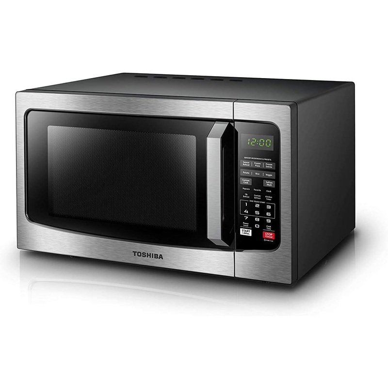 TOSHIBA EM131A5C-SS Countertop Microwave Oven, 1.2 Cu Ft with 12.4 Turntable, Smart Humidity Sensor with 12 Auto Menus, Mute Function & ECO Mode, Easy Clean Interior, Stainless Steel & 1100W | Bigbigmart.com