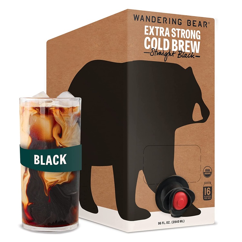 Wandering Bear Organic Straight Black Cold Brew Coffee On Tap, 96 fl oz – Extra Strong, Smooth, Unsweetened, Shelf-Stable, and Ready to Drink Iced Coffee, Cold Brewed Coffee, Cold Coffee | Bigbigmart.com