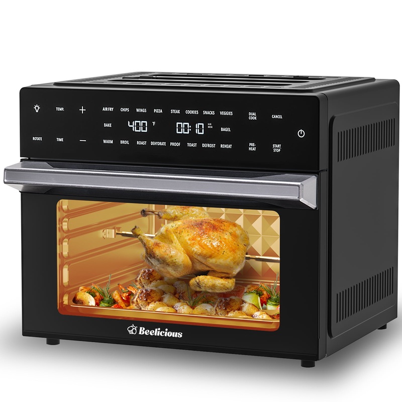 Beelicious 32 Quart Air Fryer Ovens, Extra Large Air Fryer with Rotisserie and Dehydrator, 19-in-1 Toaster Oven Convection Oven Combo, 6 Accessories | Bigbigmart.com