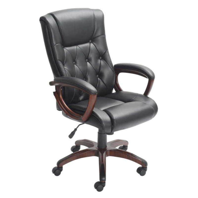 Better Homes and Gardens Executive, Mid-Back Manager’s Office Chair with Arms, Black Bonded Leather, Black | Bigbigmart.com
