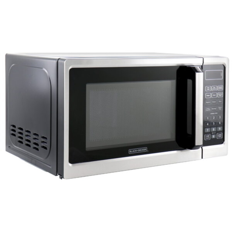 Black + Decker 0.9 Cu Ft 900W Digital Microwave Oven With Turntable in Stainless Steel | Bigbigmart.com