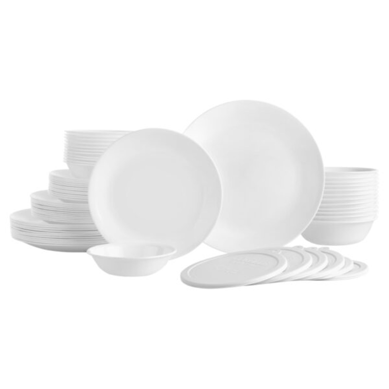 Corelle Livingware Winter Frost White, 66 Piece, Dinnerware Set | Bigbigmart.com