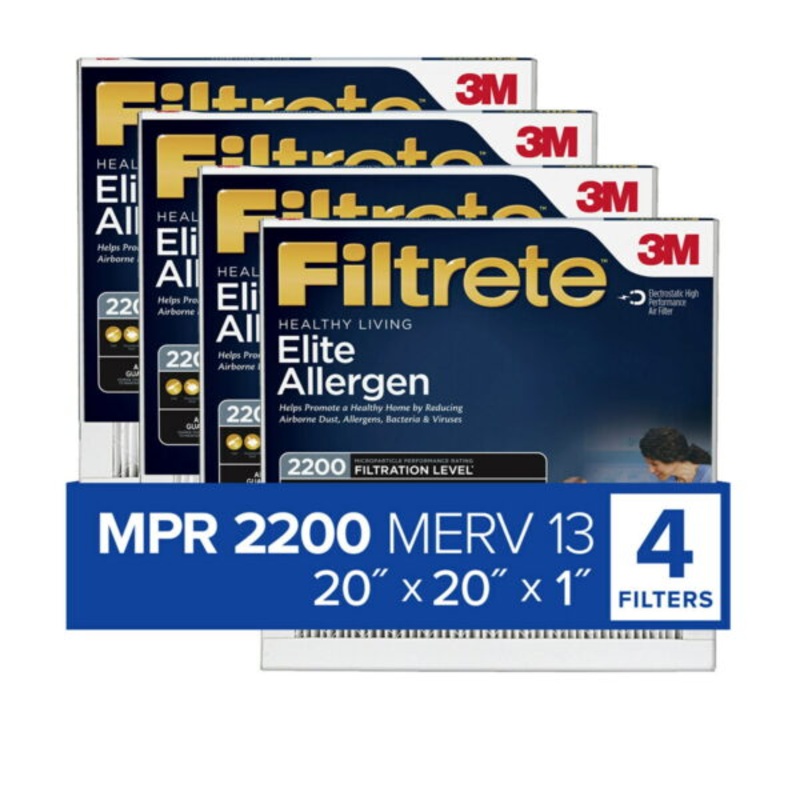 Filtrete by 3M 20x20x1, MERV 13, Elite Allergen Reduction HVAC Furnace Air Filter, MPR 2200, 4 Filters | Bigbigmart.com