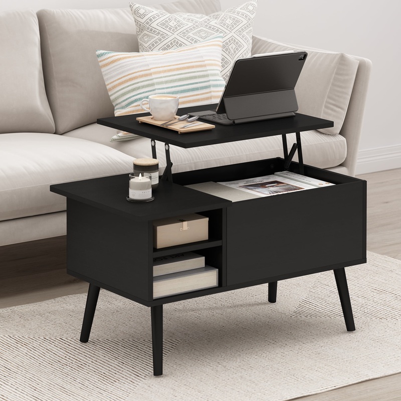 Furinno Jensen Lift Top Coffee Table With Wooden Leg, Americano | Bigbigmart.com