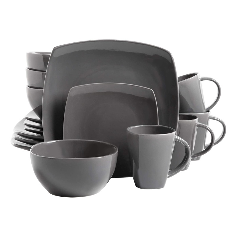 Gibson Soho Lounge Square 16-Piece Dinnerware Set – Gray | Bigbigmart.com