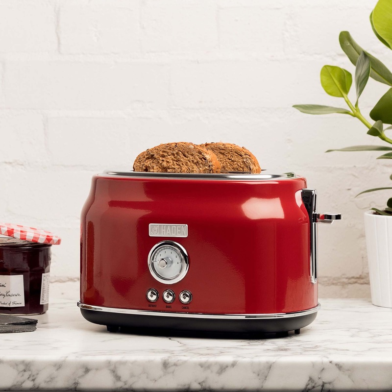 HADEN Dorset 2-Slice Wide Slot Stainless Steel Countertop Retro Toaster, Red – 75001 | Bigbigmart.com