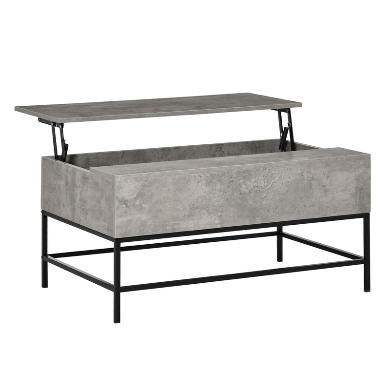 HOMCOM Modern Lift Top Coffee Table with Hidden Storage Compartment and Metal Legs, for Living Room, Home Office, Grey | Bigbigmart.com
