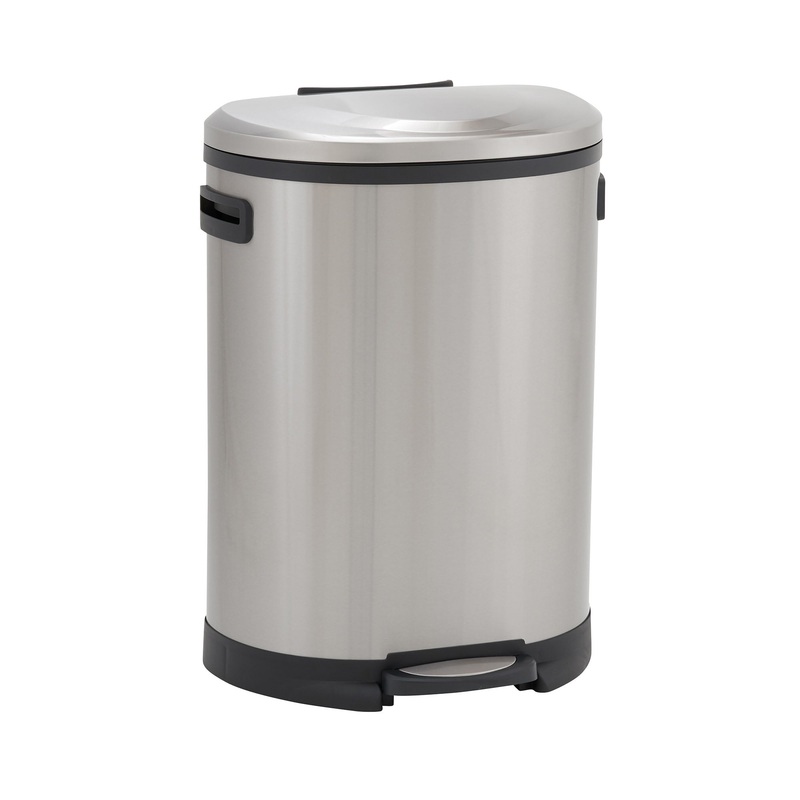 Household Essentials Aspen Stainless Steel Oval Step Pedal Trash Can, 13 Gallon / 50 Liter | Bigbigmart.com