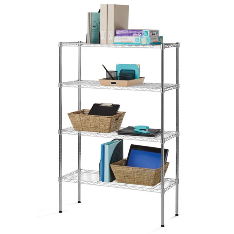 Hyper Tough 4 Tier Wire Shelf Unit Chrome, 1400 lb Capacity | Bigbigmart.com