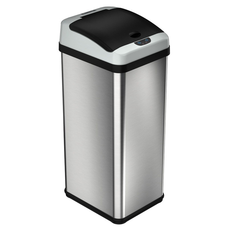 iTouchless 13 Gallon Rectangular Extra-Wide Automatic Sensor Trash Can, Stainless Steel | Bigbigmart.com