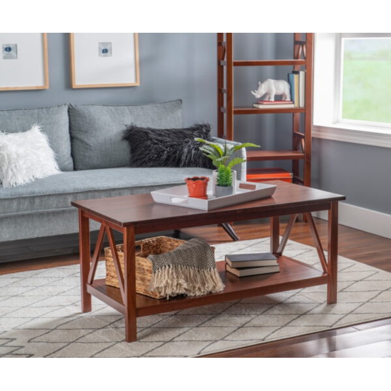 Linon Home Titian Coffee Table, 20 inches Tall, Antique Tobacco | Bigbigmart.com