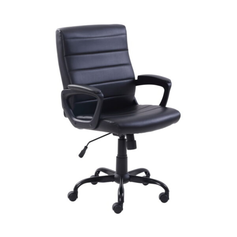 Mainstays Bonded Leather Mid-Back Manager’s Office Chair, Black | Bigbigmart.com