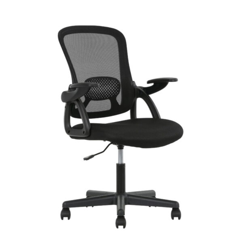 Mainstays Ergonomic Mesh Back Task Office Chair with Flip-up Arms, Black Fabric, 275 lb | Bigbigmart.com