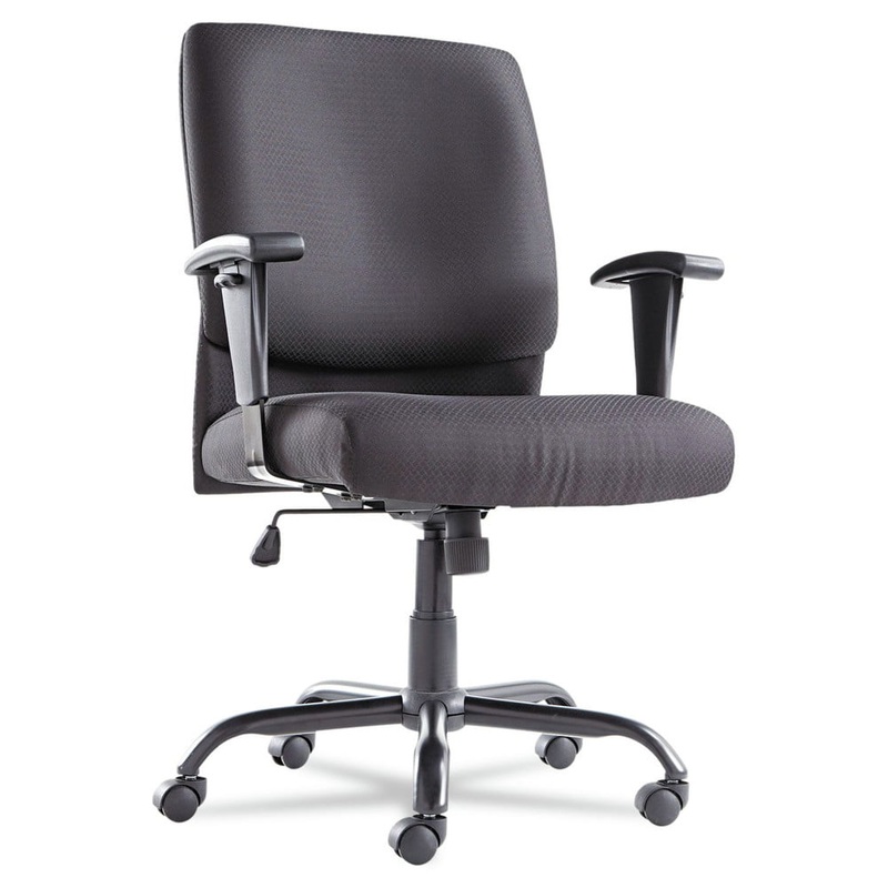 OIF Big and Tall Mid-Back Swivel/Tilt Chair, Fabric, Black | Bigbigmart.com
