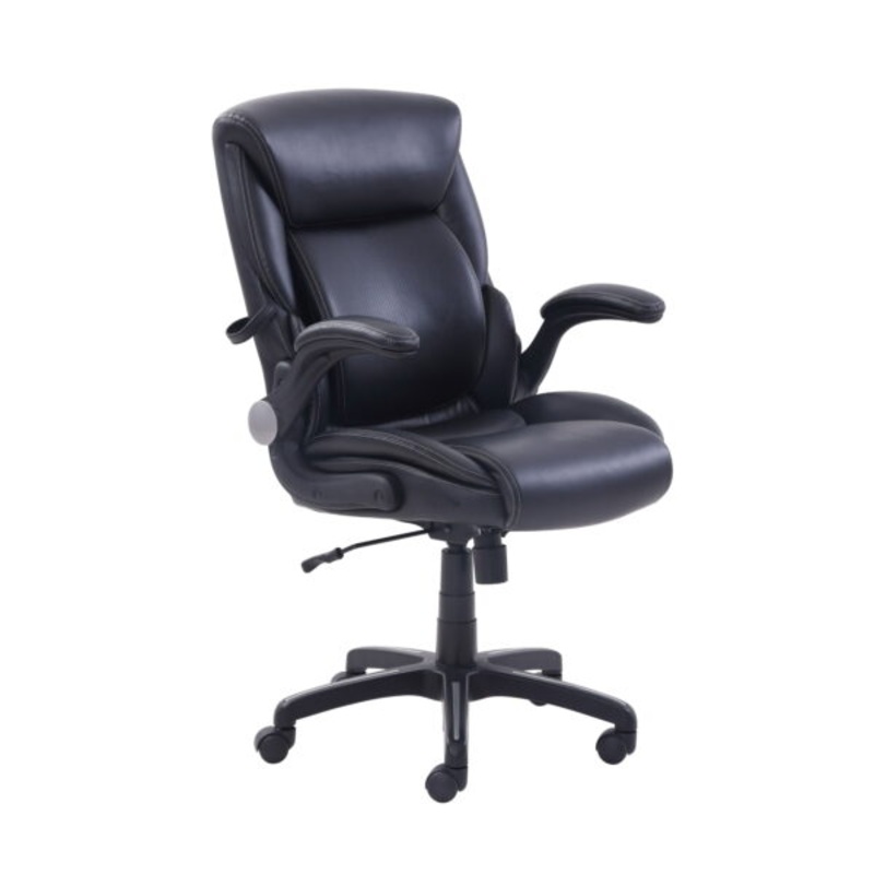 Serta Air Lumbar Bonded Leather Manager Office Chair, Black | Bigbigmart.com