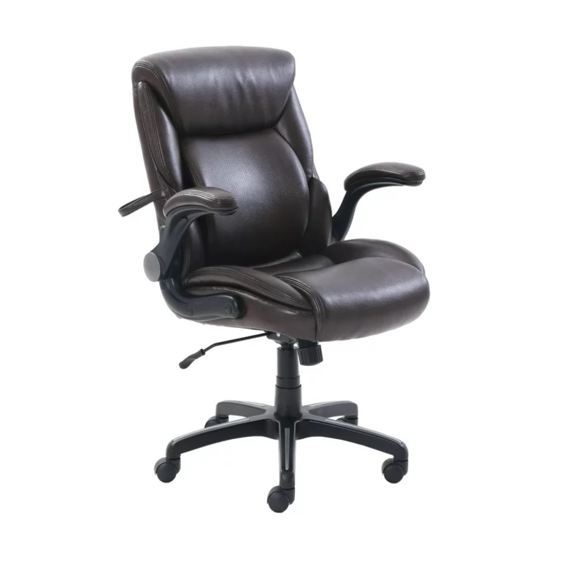 Serta Air Lumbar Bonded Leather Manager Office Chair, Brown Faux Leather | Bigbigmart.com
