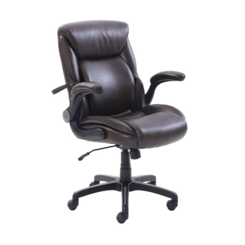 Serta Air Lumbar Bonded Leather Manager Office Chair, Brown Faux Leather, Brown II | Bigbigmart.com