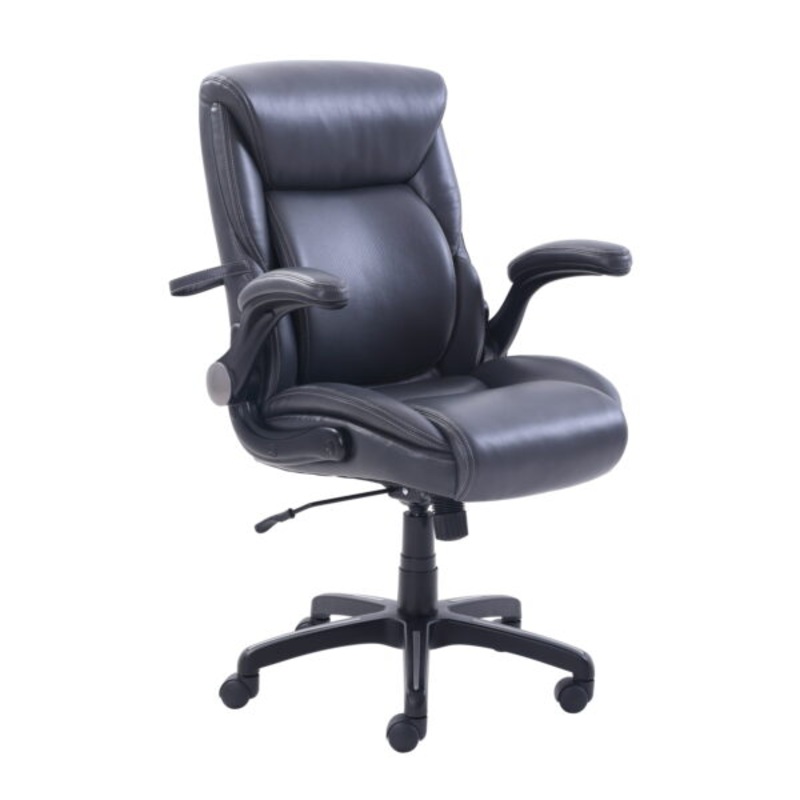 Serta Air Lumbar Bonded Leather Manager Office Chair, Gray Faux Leather | Bigbigmart.com