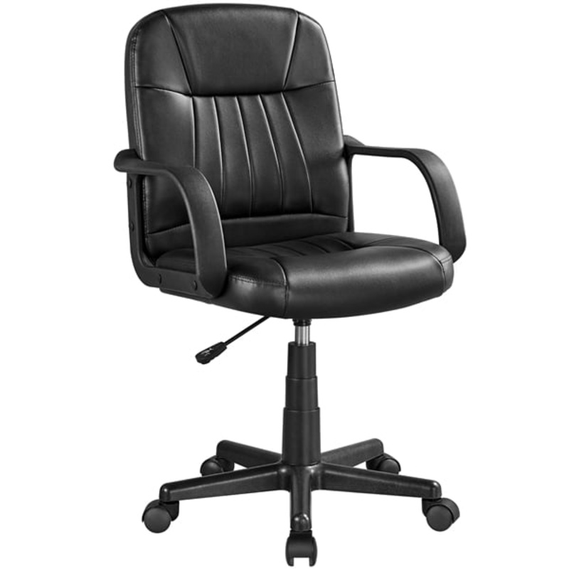 SMILE MART Adjustable Faux Leather Swivel Office Chair, Black | Bigbigmart.com