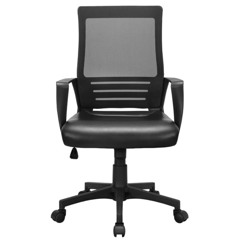 Smile Mart Adjustable Midback Ergonomic Mesh Office Chair with Lumbar Support, Black Seat | Bigbigmart.com