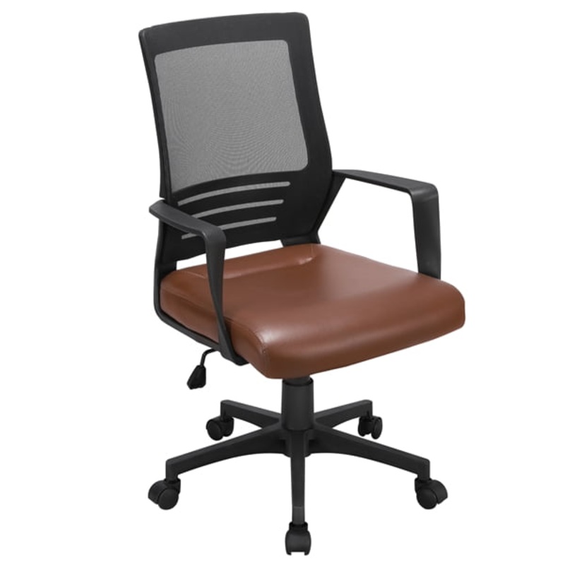 SMILE MART Adjustable Midback Ergonomic Mesh Swivel Office Chair with Lumbar Support, Brown Seat | Bigbigmart.com