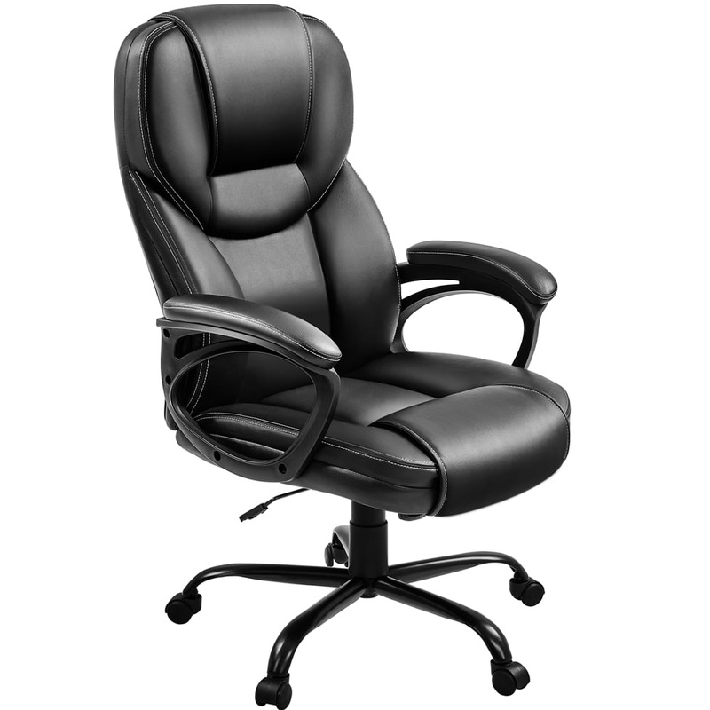 Smile Mart Faux Leather Swivel Office Chair with Ergonomic High Back for Home Office, Black | Bigbigmart.com