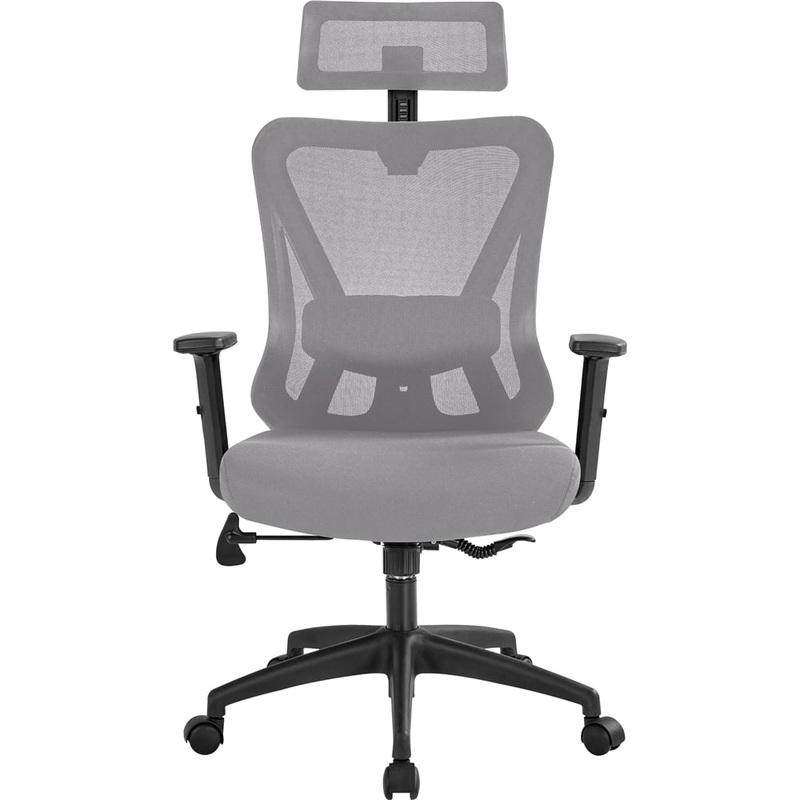 Smile Mart High-Back Ergonomic Mesh Office Chair with Adjustable Headrest, Light Gray | Bigbigmart.com