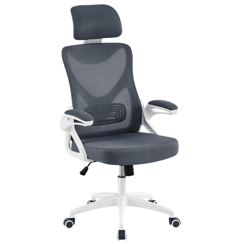 SmileMart High Back Ergonomic Mesh Office Chair with Adjustable Padded Headrest, White/Gray | Bigbigmart.com