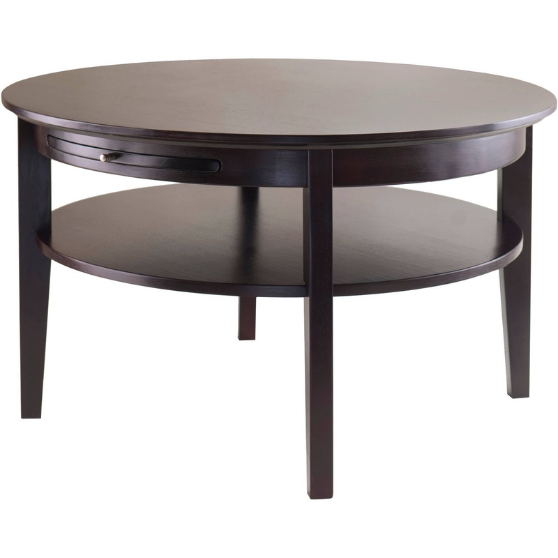 Winsome Wood Amelia Round Coffee Table with Pull-Out Tray, Espresso Finish | Bigbigmart.com