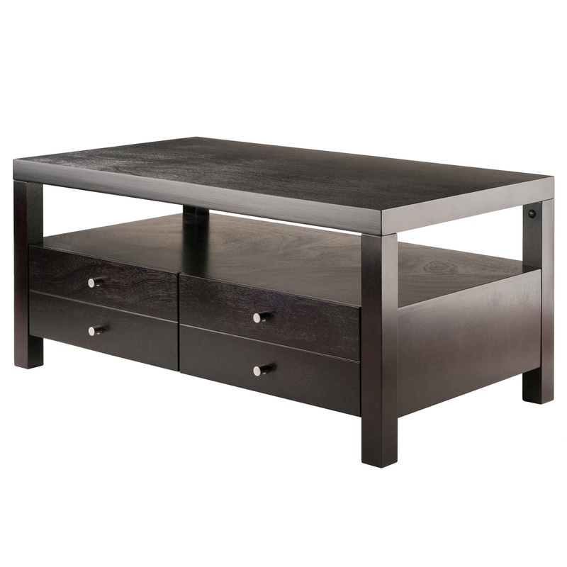 Winsome Wood Copenhagen Coffee Table, 2-Drawers, Espresso Finish | Bigbigmart.com