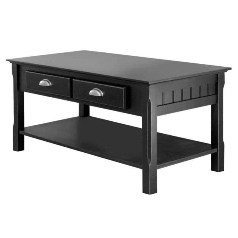 Winsome Wood Timber Coffee Table with Two Drawers, Black Finish | Bigbigmart.com