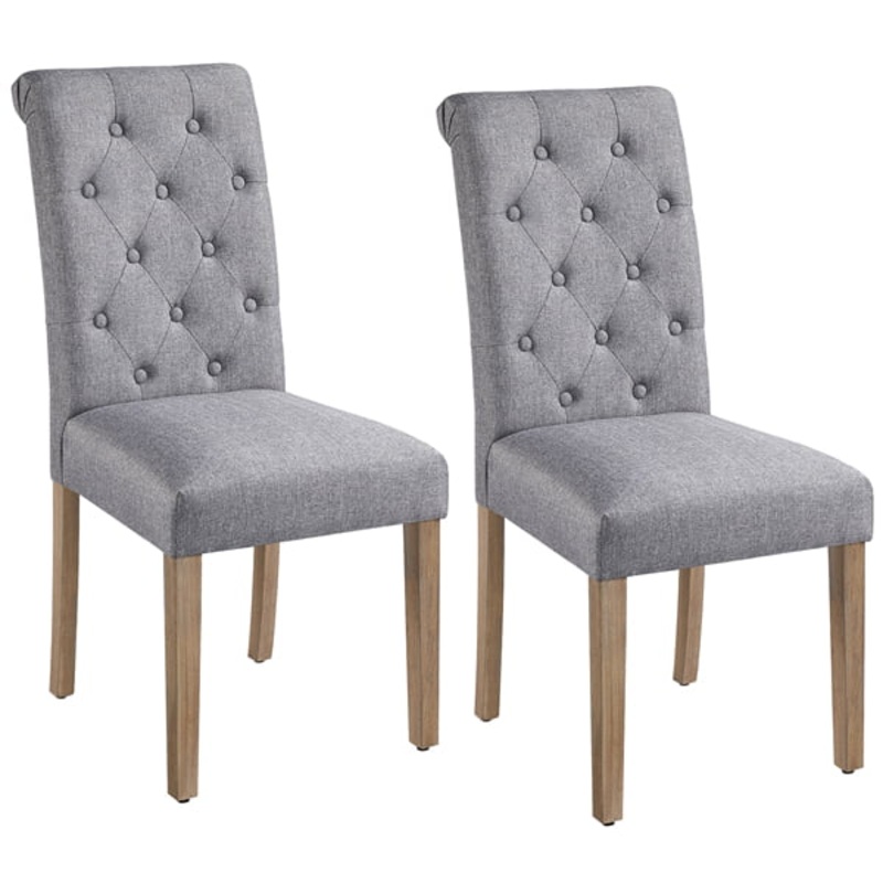 Alden Design Tufted Upholstered High Back Parson Dining Chair, Set of 2, Gray | Bigbigmart.com