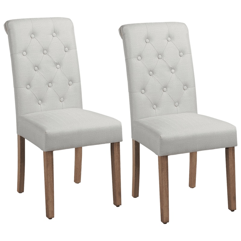 Alden Design Tufted Upholstered High Back Parson Dining Chair, Set of 2, White | Bigbigmart.com