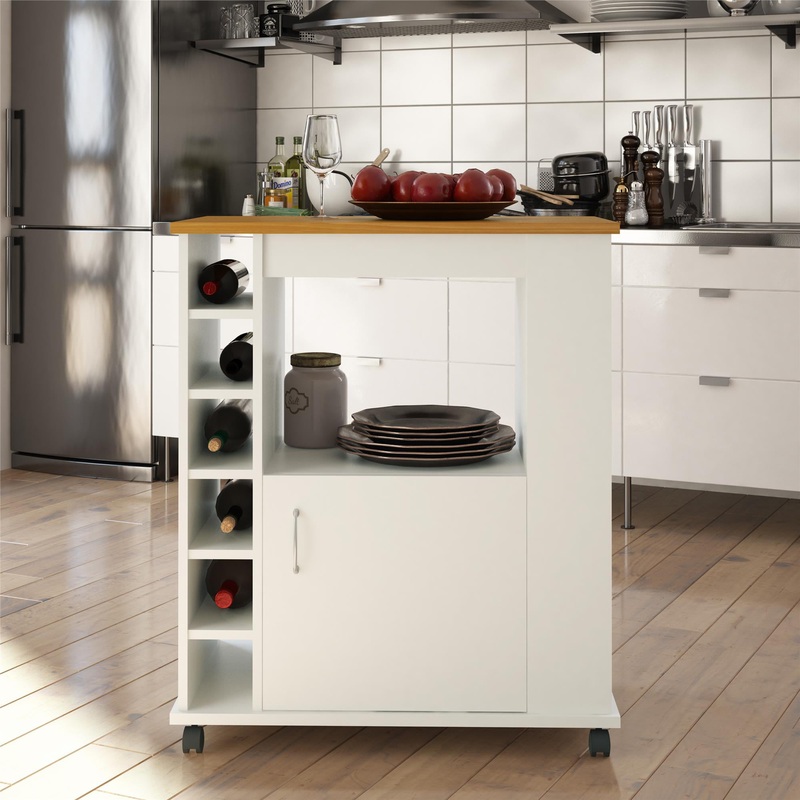 Ameriwood Home Williams Kitchen Cart, White | Bigbigmart.com