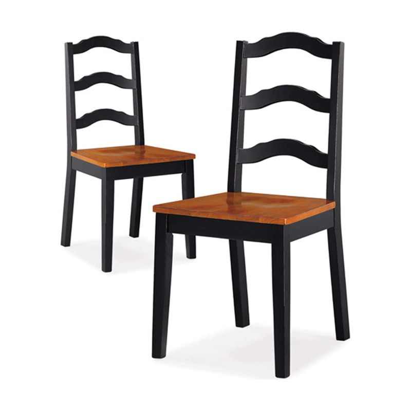 Better Homes and Gardens Autumn Lane Ladder Back Dining Chairs, Set of 2, Black and Oak | Bigbigmart.com
