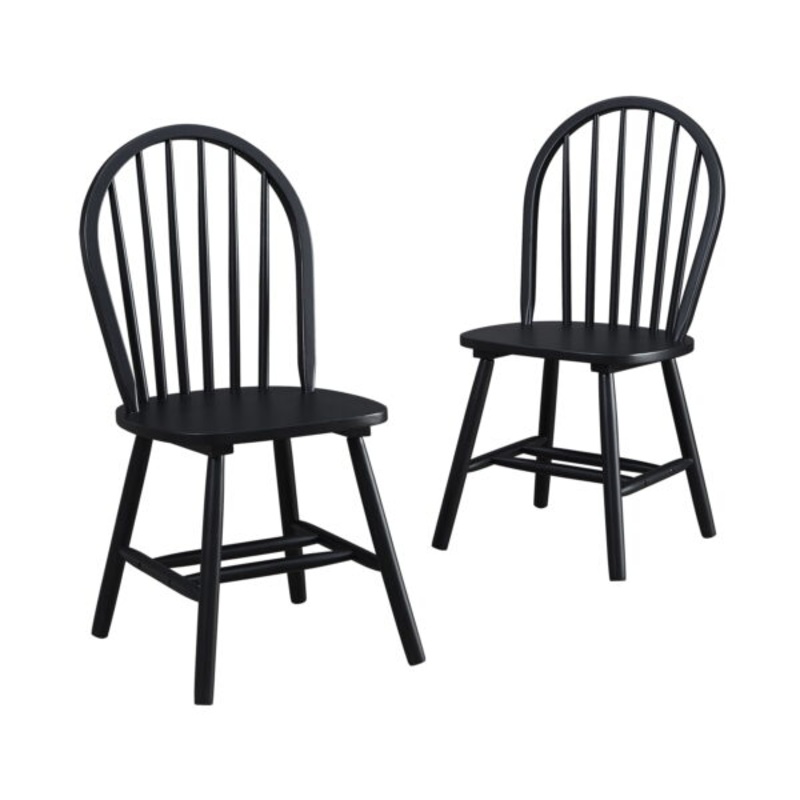Better Homes and Gardens Autumn Lane Windsor Solid Wood Dining Chairs, Set of 2, Black Finish | Bigbigmart.com