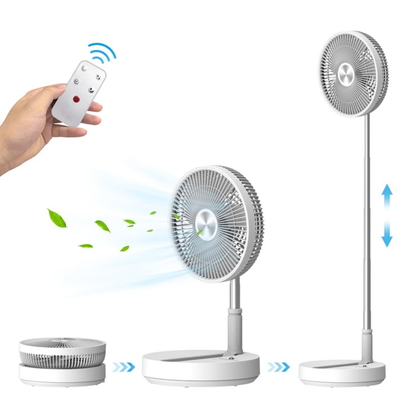 Comfier Foldable Portable Table Fan, Height Adjustable Pedestal Fan, Auto-Oscillating Desk Fan, Remote Control Standing Fan, Bedroom,Travel, Home, Office | Bigbigmart.com