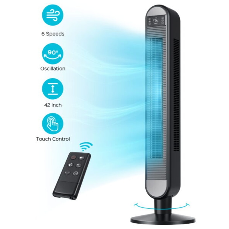 Dreo Tower Fan for Bedroom, 42 Inch Bladeless Fan, 90 Oscillating Fan, Quiet Floor Fan with Remote, LED Display, 6 Speeds 4 Modes, 12H Timer, Standing Fans for Home Living Room Office, Cruiser Pro T2 | Bigbigmart.com