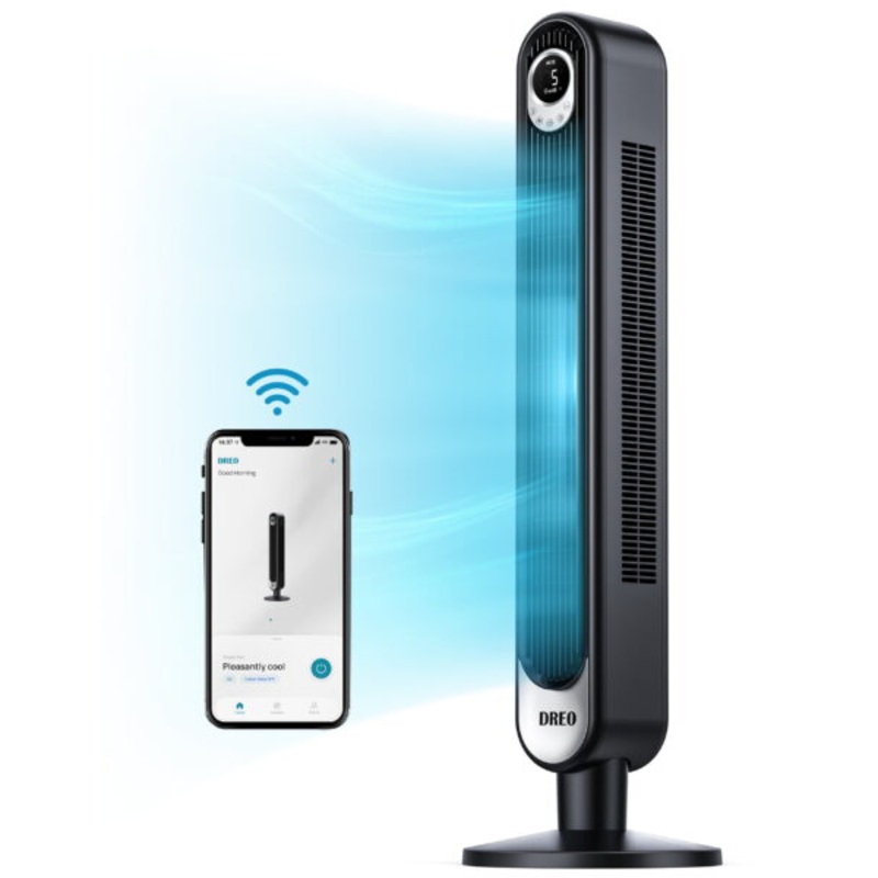 Dreo Tower Fan, WiFi Voice Control, Works with Alexa/Google, Oscillating Floor Fan with 6 Speeds, 4 Modes, 12-Hour Timer, LED Display, Remote | Bigbigmart.com