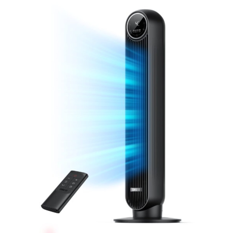 Dreo Tower Fans for Home, 90 Oscillating Fan with Remote, Large LED Display, 24ft/s Quiet Floor Fan, Touch Control, 4 Speed, 4 Modes, 8H Timer, Bladeless Standing Fan for Bedroom | Bigbigmart.com